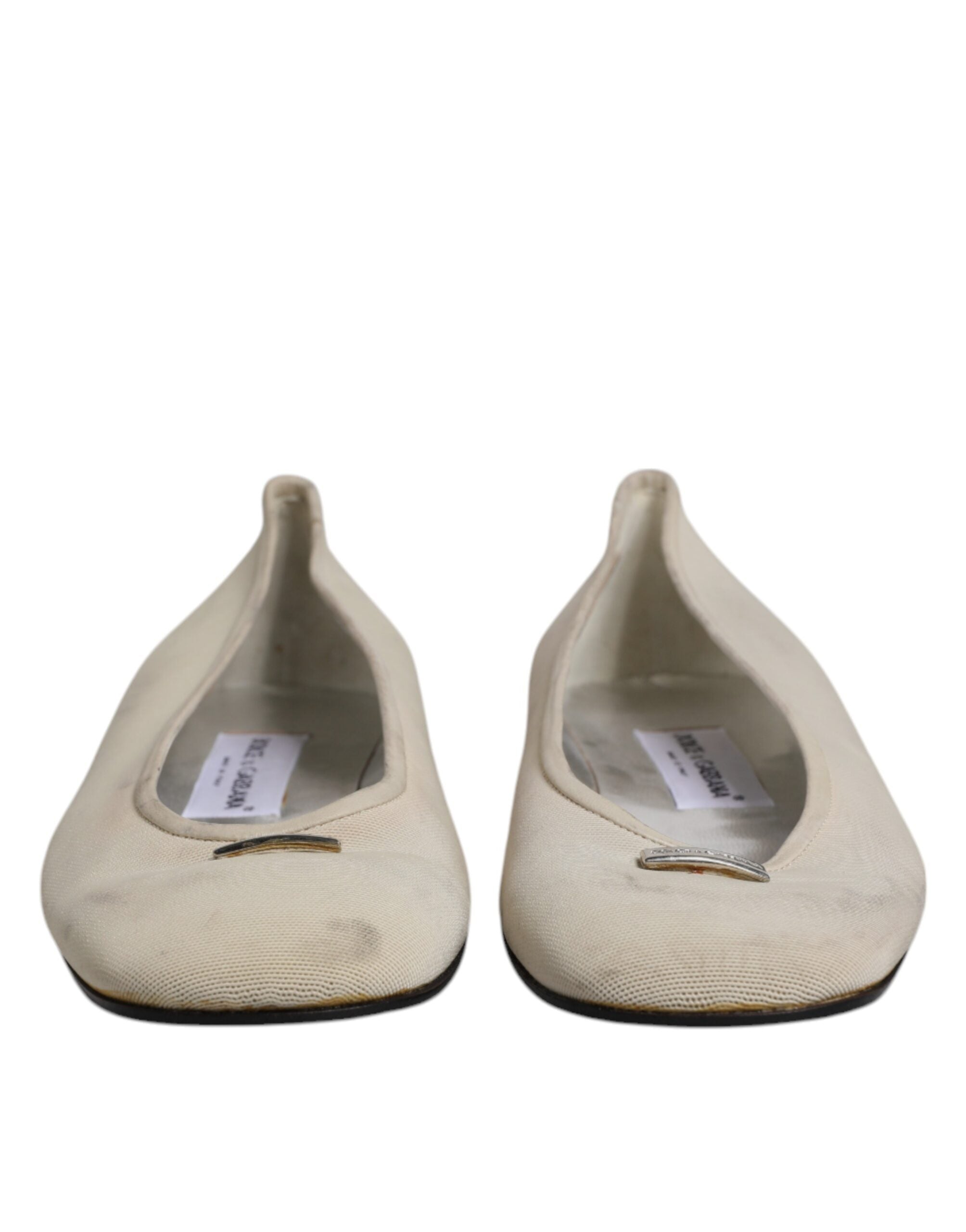 Dolce & Gabbana Bej Kumaş Slip-On Balerin Ayakkabıları